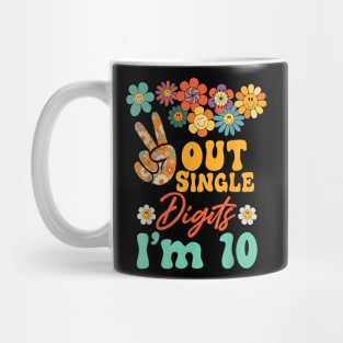 Peace Out Single Digits Im 10 Sunflower Groovy Mug